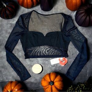 NWT Cider women’s black mesh crop top. Size small.